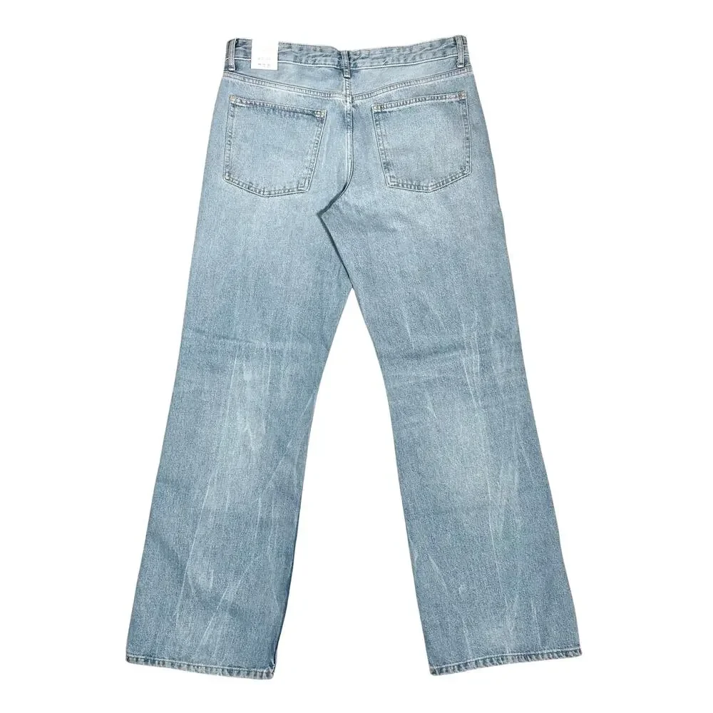 Zara | Women | Wide Leg Mid Rise Full Length Distressed Denim Jeans | Sz 12